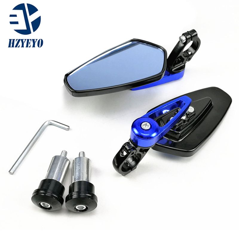 SILVER MOTORCYCLE 22MM 7//8/" HANDLE BAR END CONVEX MIRRORS FOR RACING MOTORBIKE