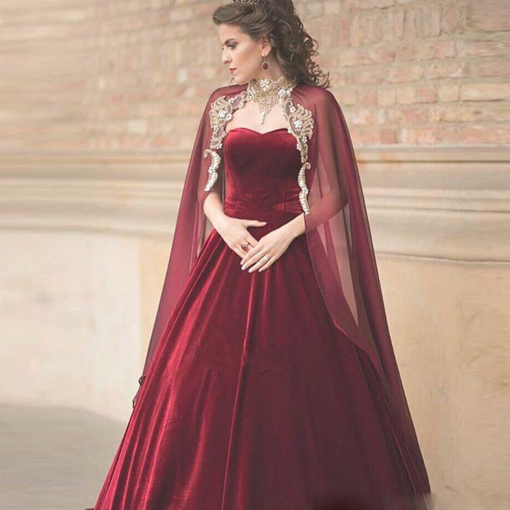 maroon cape dress