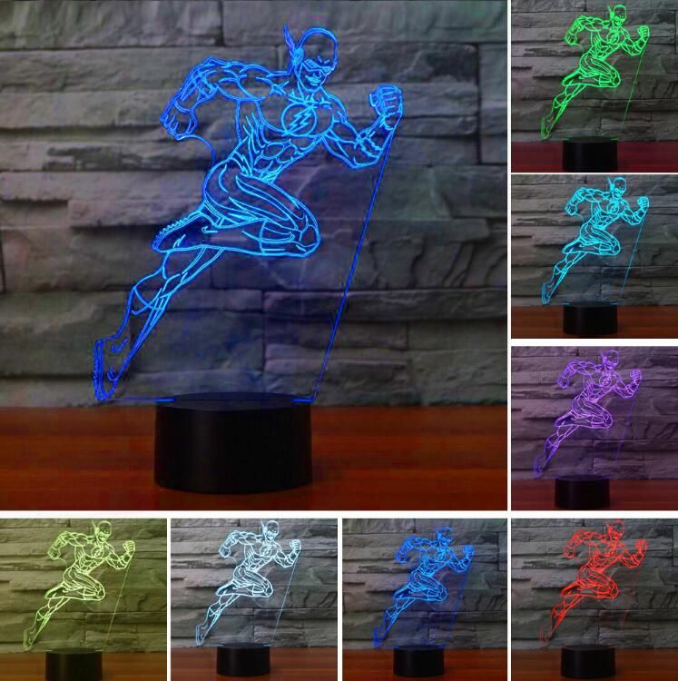 2018 Hero The Flash Warrior 3D Night Light For Children Baby Kid Sleep