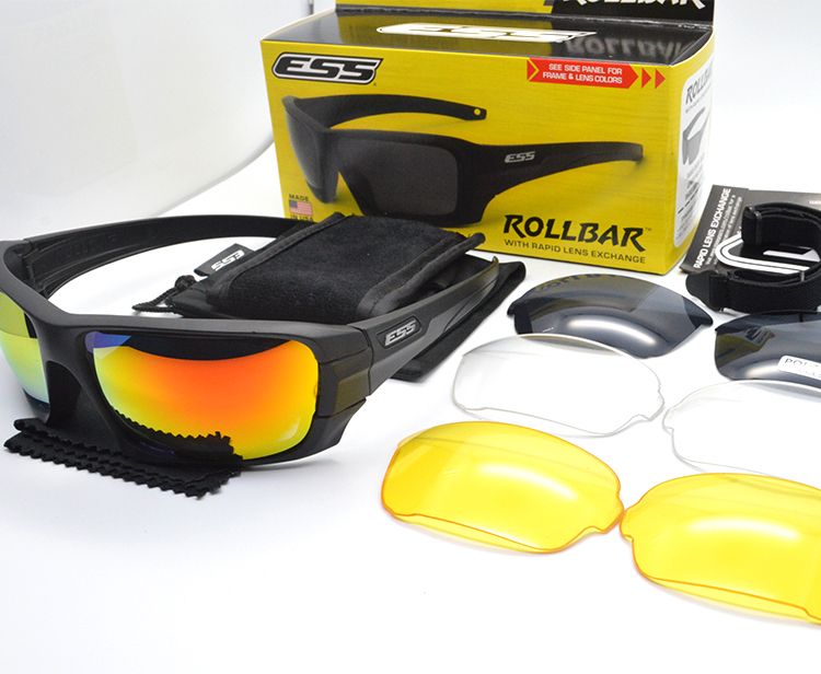 ESS ROLLBAR Polarized Tactical Sunglasses 4 Lens Outdoor Sports Anti UV Glasses TR90 Frame Army Test Bullet-Proof Eyewear