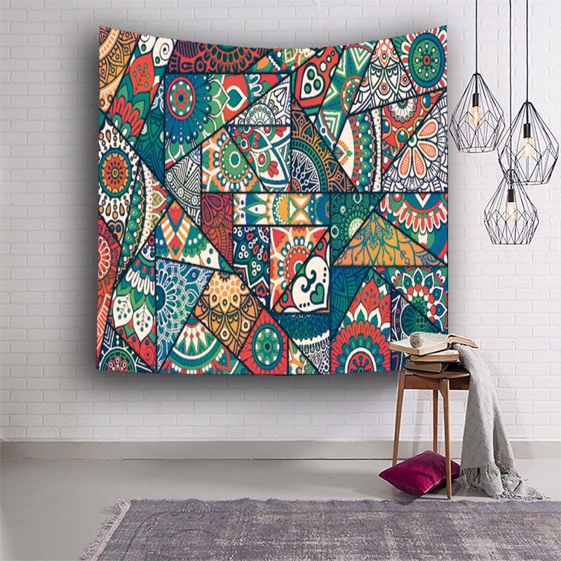 1 Pcs Geometry Fabric Wall Hanging Tapestry Bohemian Indian Mandala Towel Beach Bedspread Blanket