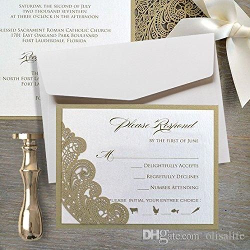 gold lace wedding invitations suite elegant laser cut invitation