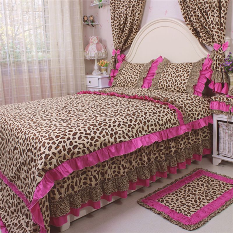 Bedding Set Y Leopard Print Ruffles Duvet Cover Fashion Bedding Set Y Leopard Print Ruffles Duvet Cover Fashion Bed Skirt For Wedding Decoration Bedroom Sheet Comforter Comforters And