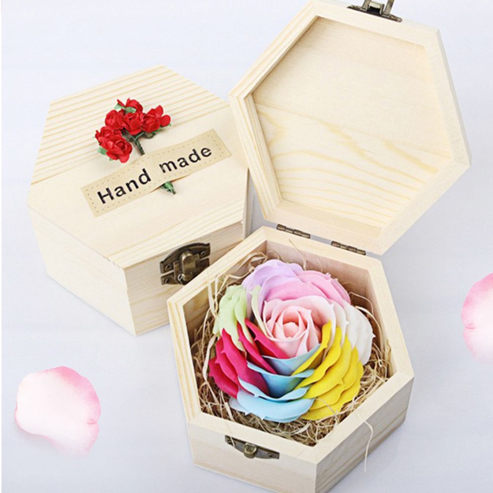 2020 Wooden Craft Box Unfinished Hexagonal Necklace Bracelet Earrings