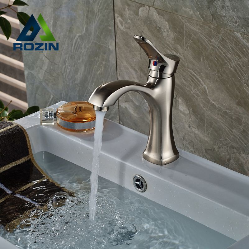 Free Shipping Bathroom Vanity Sink Faucet Deck Mount One Handle Mixer Tap With Hot Cold Water