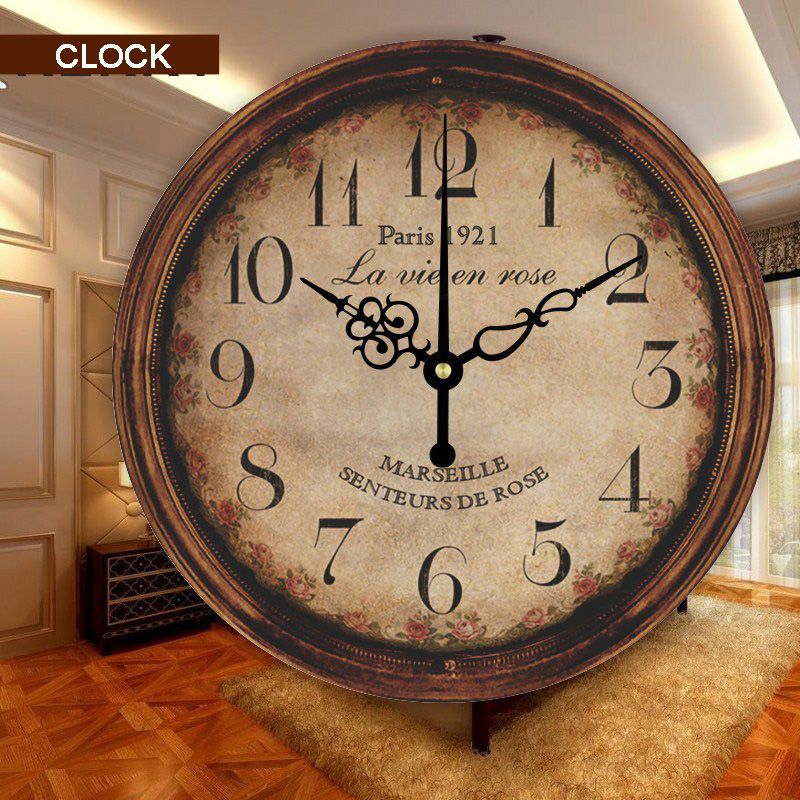 Vintage Large Decorative Wall Clock Home Decor Shabby Chic Mute Creative Living Room Watch Duvar Saati