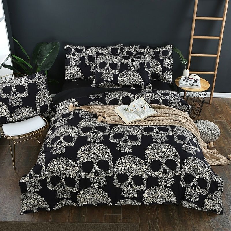 Black And White Sugar Skull Bedding Set King Size Duvet Cover Sets Queen Without Comforter Pillows Filling Insert