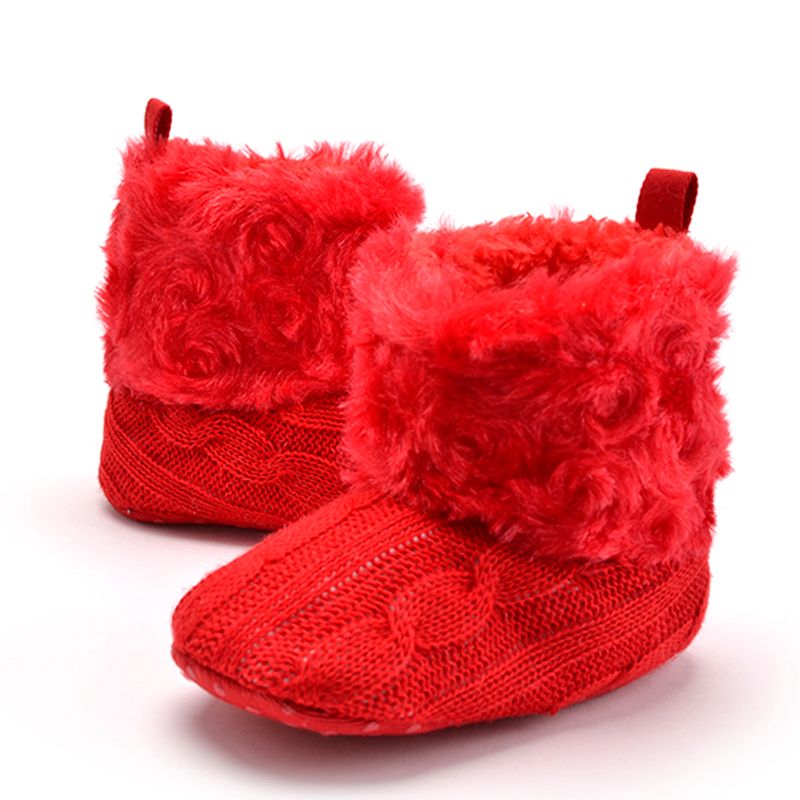 UK Newborn Baby Girl Boy Toddler Boy Girl Snow Boots Winter Warm Fur Crib Shoes