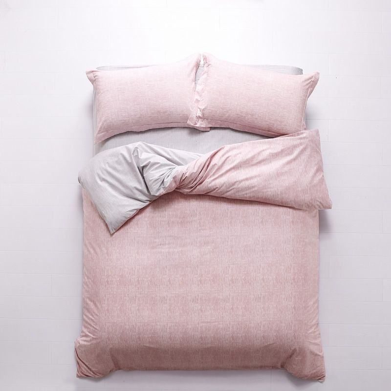 Plain Pink With Light Grey Bedding Set Queen Size King Duvet Plain Pink With Light Grey Bedding Set Queen Size King Duvet Covers Flat Bed Sheets Pillowcase Cotton Textile Sets Bedspreads And Comforters