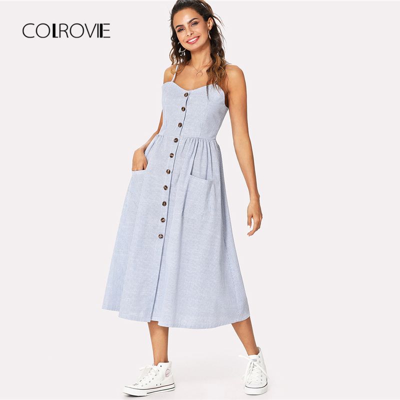 Button Front Short Dresses