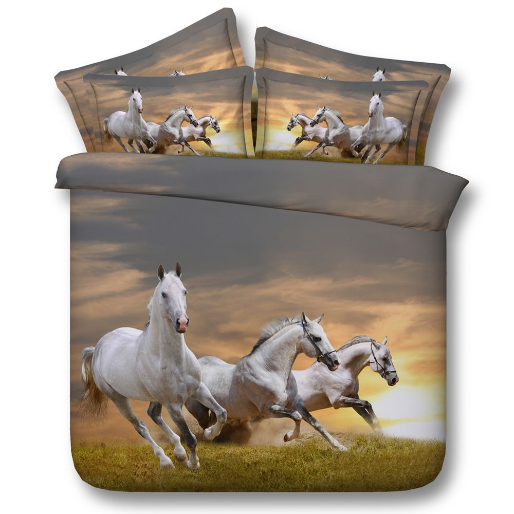 3d Galloping 3 Horses Bedding Sets Animal Duvet Cover Bedspreads Comforter Bed Linen Quilt Covers For S Boys Men