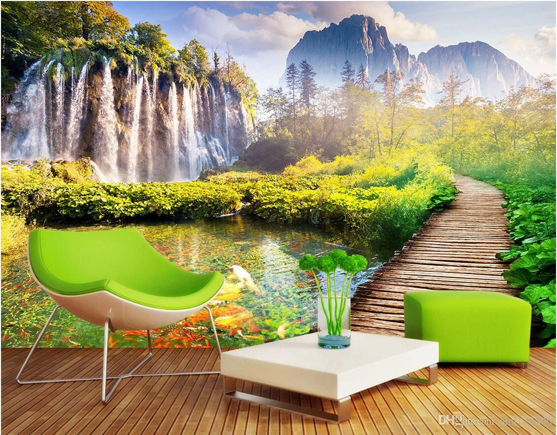 3d Wallpaper Custom Photo Mural Mountain Bridge Scenery Landscape ...