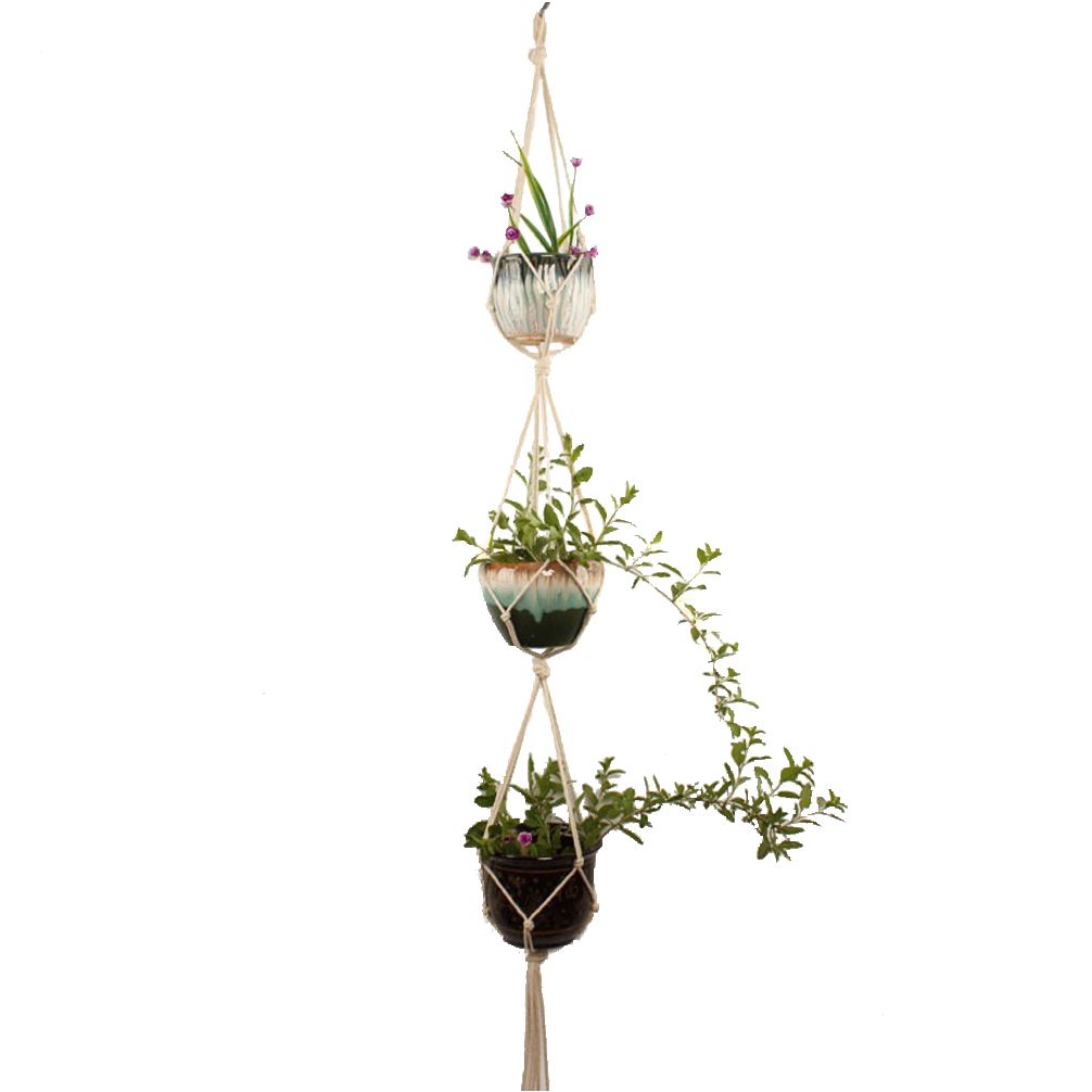 2019 Macrame Plant Hanger 3 Tier Large Planter Baskets For Indoor