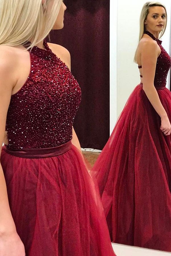 maroon sparkly prom dress