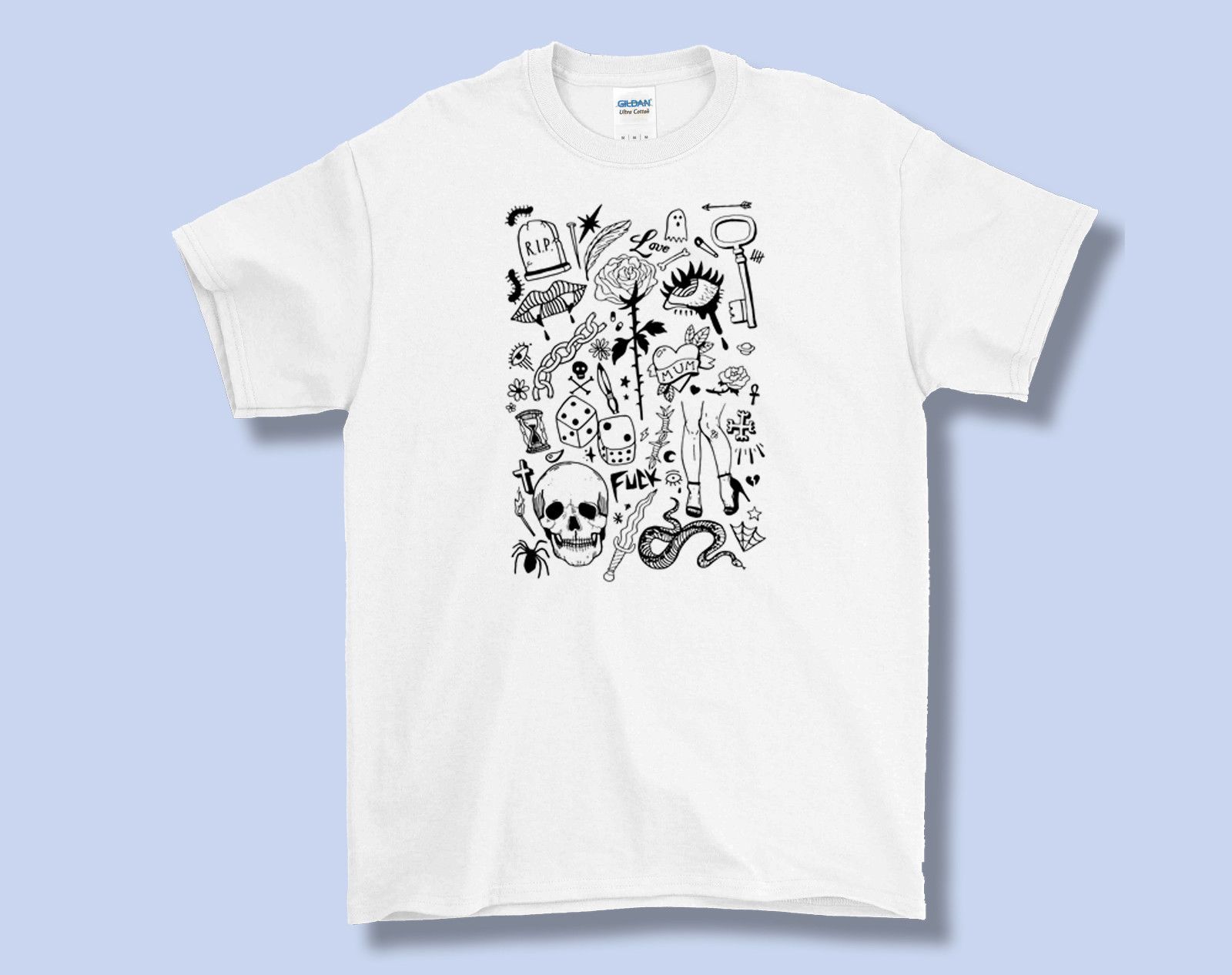 tattoo flash sheet tee t shirt adult s m l xl low brow art tat alt tee shirt sheet