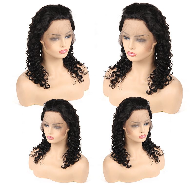 Cheap 8a Deep Wave Lace Front Human Hair Wigs Brazilian Virgin