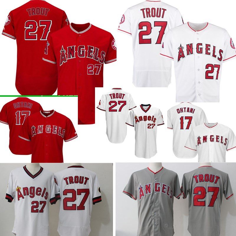 2019 Los Angeles 27 Mike Trout 17 Shohei Ohtani Jersey Men'S White Red