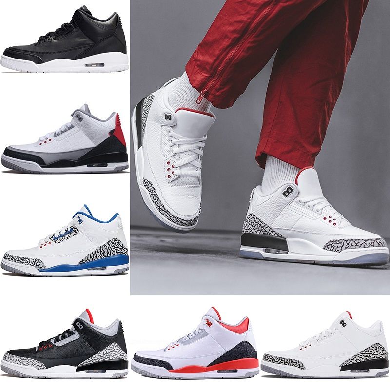 2018 New 3 Black Cement 3s White Cement 3 OG True Blue 3 Men Basketball Shoes 3s Wolf Grey 