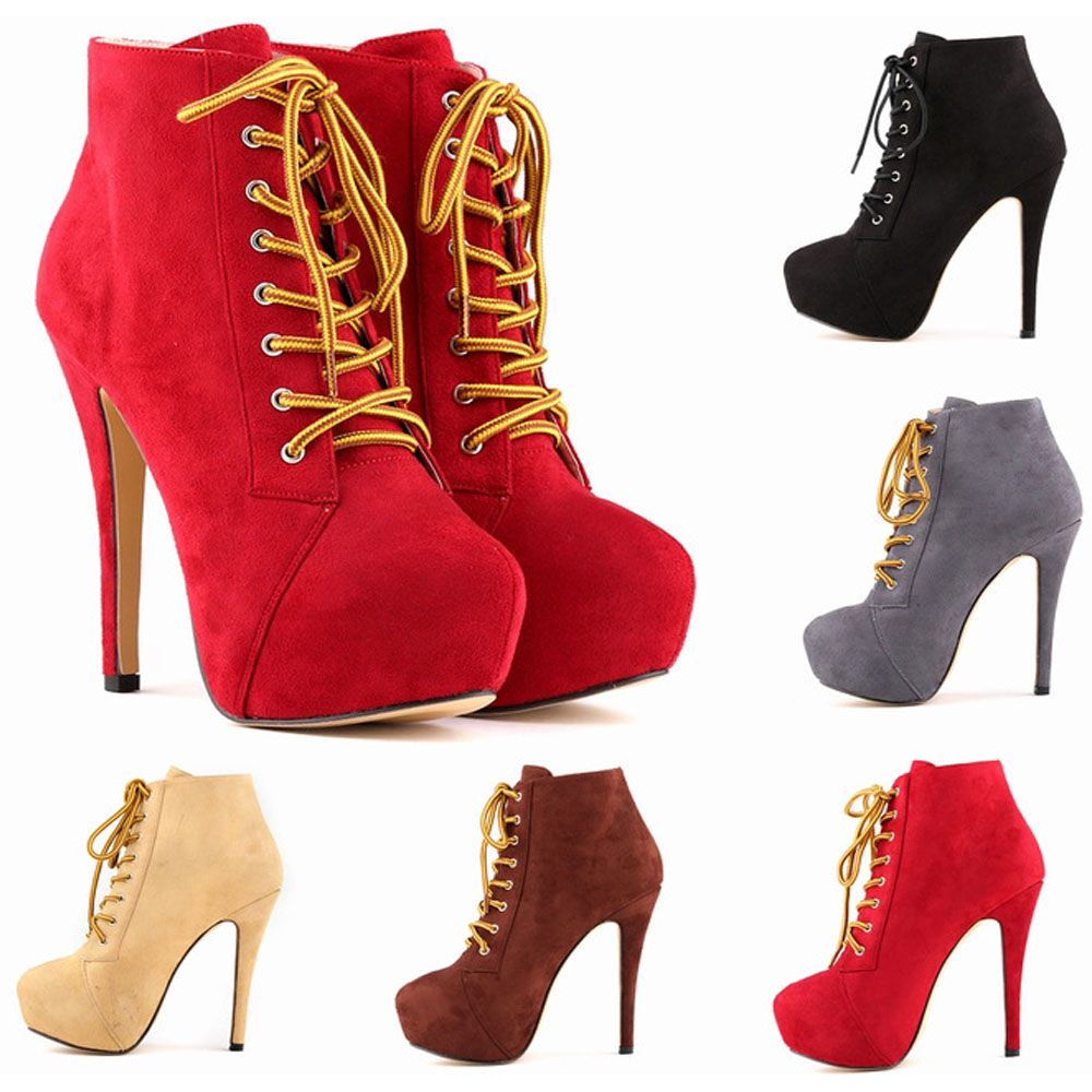 Women'S Winter Boots Platform Round Toe Red Bottoms High Heels Shoes ...