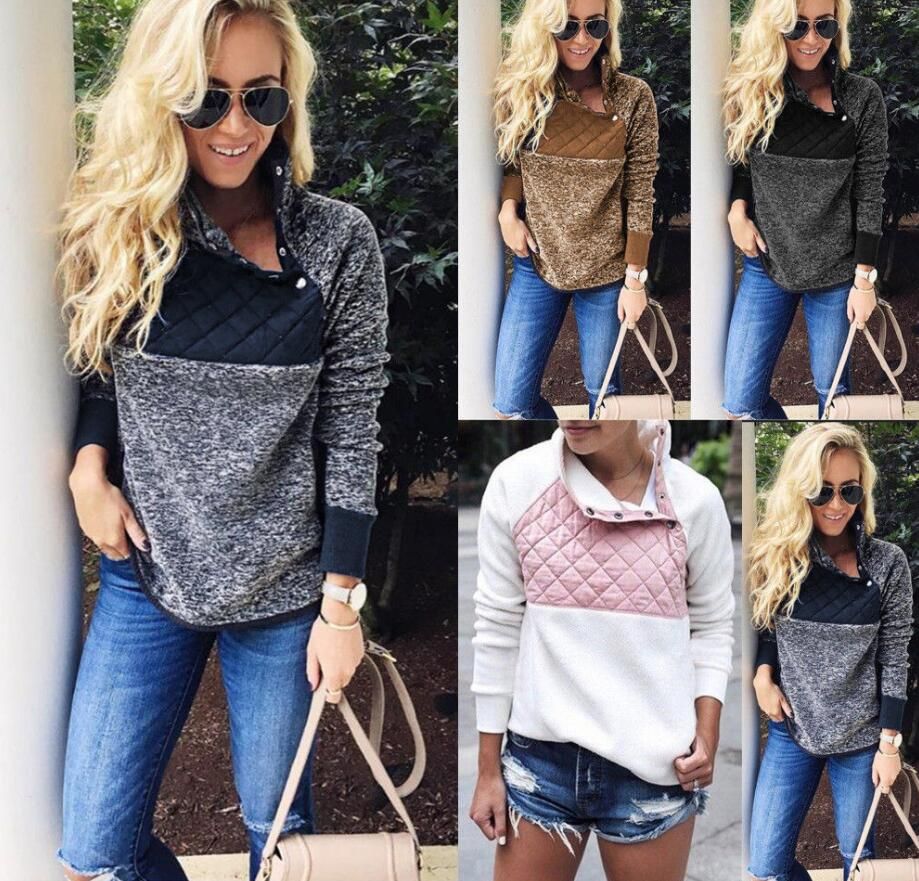Bottone Acquista Sherpa Donne Pullover Outwear Casual Colletto Fleece Con Cappuccio Giacca Felpa Obliquo Sportiva Caldo A Inverno Patchwork Felpe rBsdhQCxt