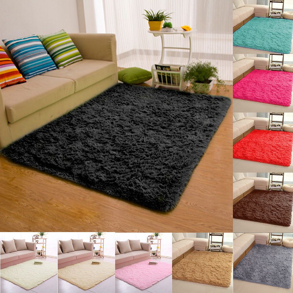 New Non Slip Carpet Fluffy Rugs Anti Skid Shaggy Area Rug Dining