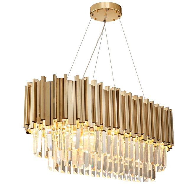 Luxury Oval Modern Crystal Chandelier Irregular Gold Stainless Steel Luxury Oval Modern Crystal Chandelier Irregular Gold Stainless Steel Pendant Lamp Clear Hanging Light Fixture For Living Room Lighting