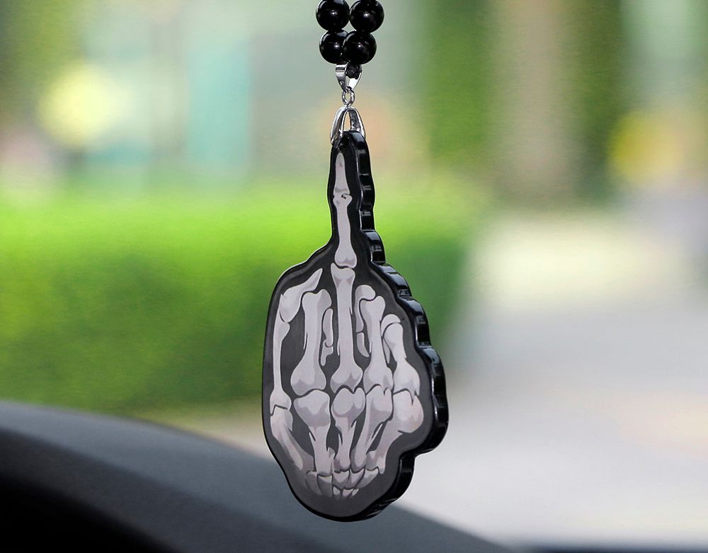 Car Pendant Acrylic Skeleton Hand Bones JDM Rear View Mirror Charms