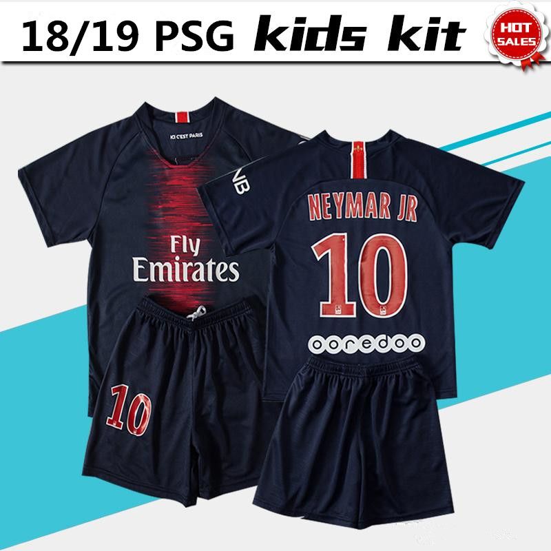 2021 #10 NEYMAR JR Soccer Jersey Kids Kit 18 19 #10 NEYMAR JR Home Blue