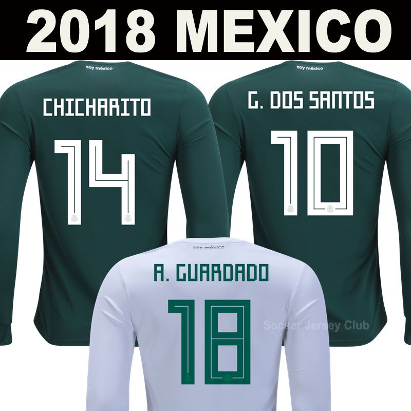 Best 2018 Long Sleeve Mexico Soccer Jerseys CHICHARITO LOZANO CHUCKY Full Sleeve World Cup