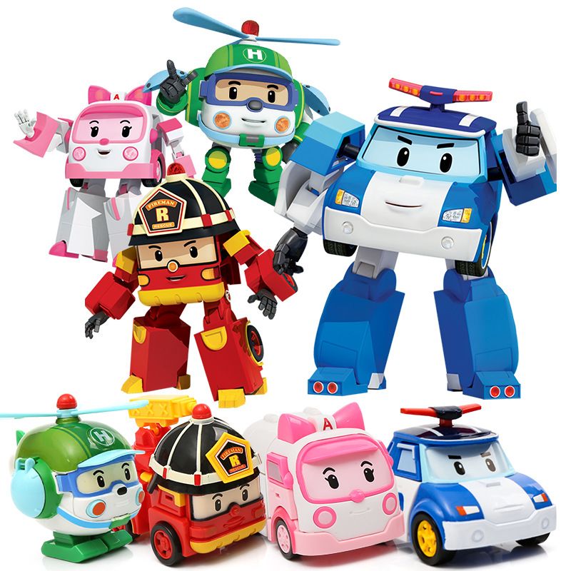 ROBOCAR Poli Cartoon Action Figuren Spielzeug Transformers Roboter Auto 4'Modell 