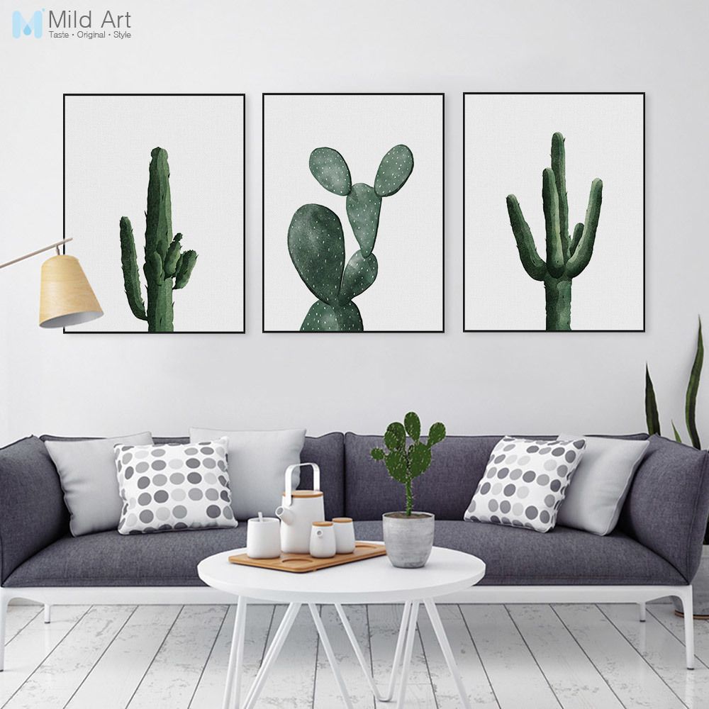 2019 Nordic Watercolor Green Cactus Plant Poster Print Hipster 2019 Nordic Watercolor Green Cactus Plant Poster Print Hipster Fl Wall Art Picture Modern Home Deco Canvas Painting No Frame Gift From Lienal