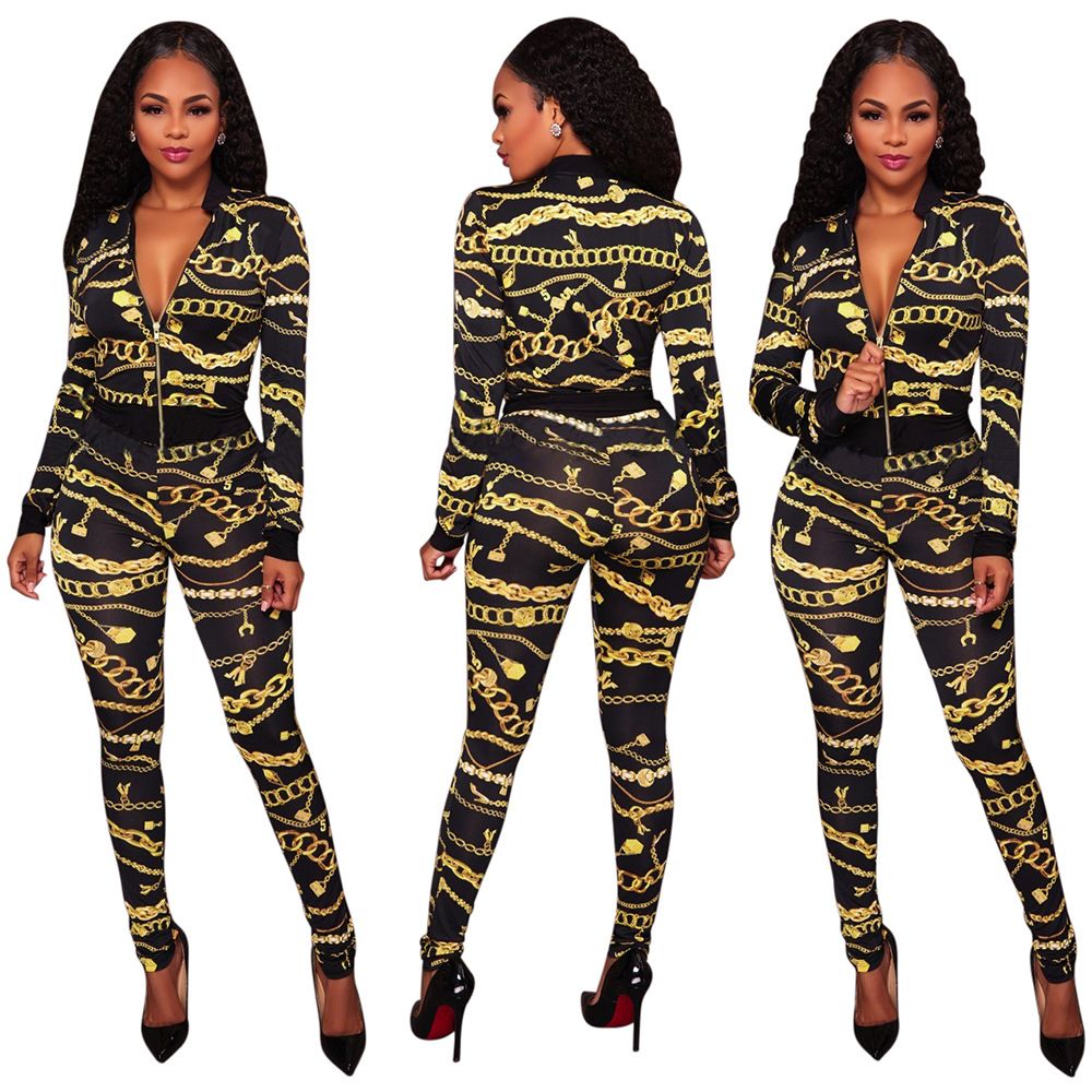 chain print tracksuit