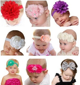 10Pcs Lots Baby Girls Infant Toddler Flower Headband Chiffon Hair Band Headwear