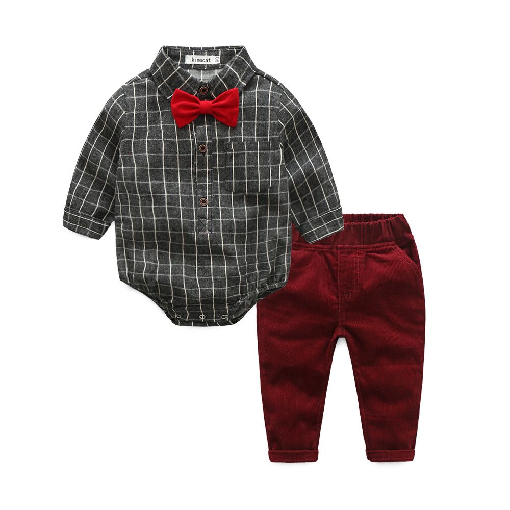 2021 Fashion Baby Boy Clothes Newborn Clothing Sets Grid Cotton ...