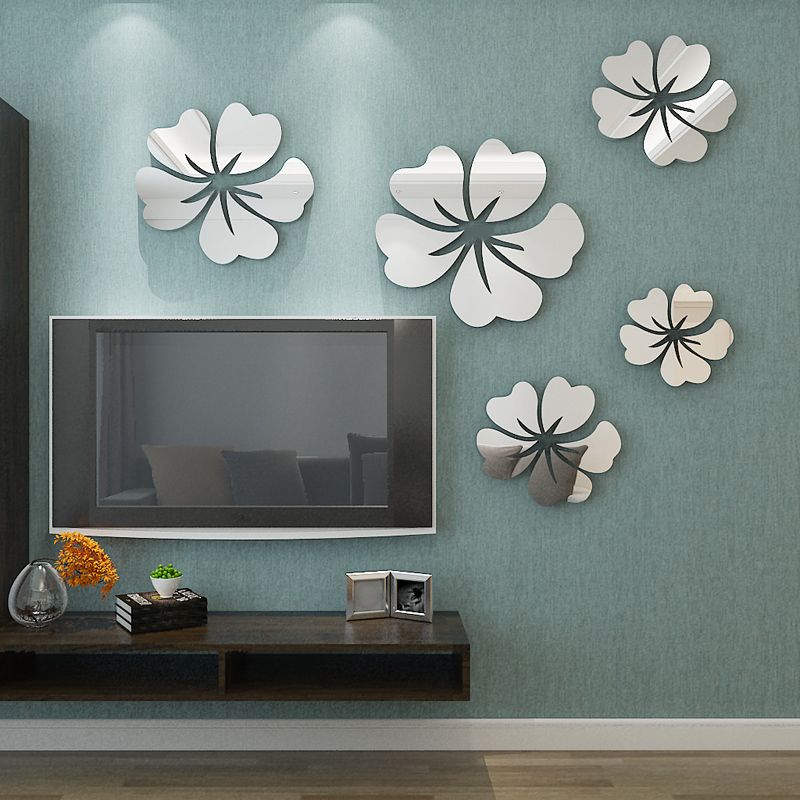 flower pattern wall sticker home decor 3d wall decal art diy mirror