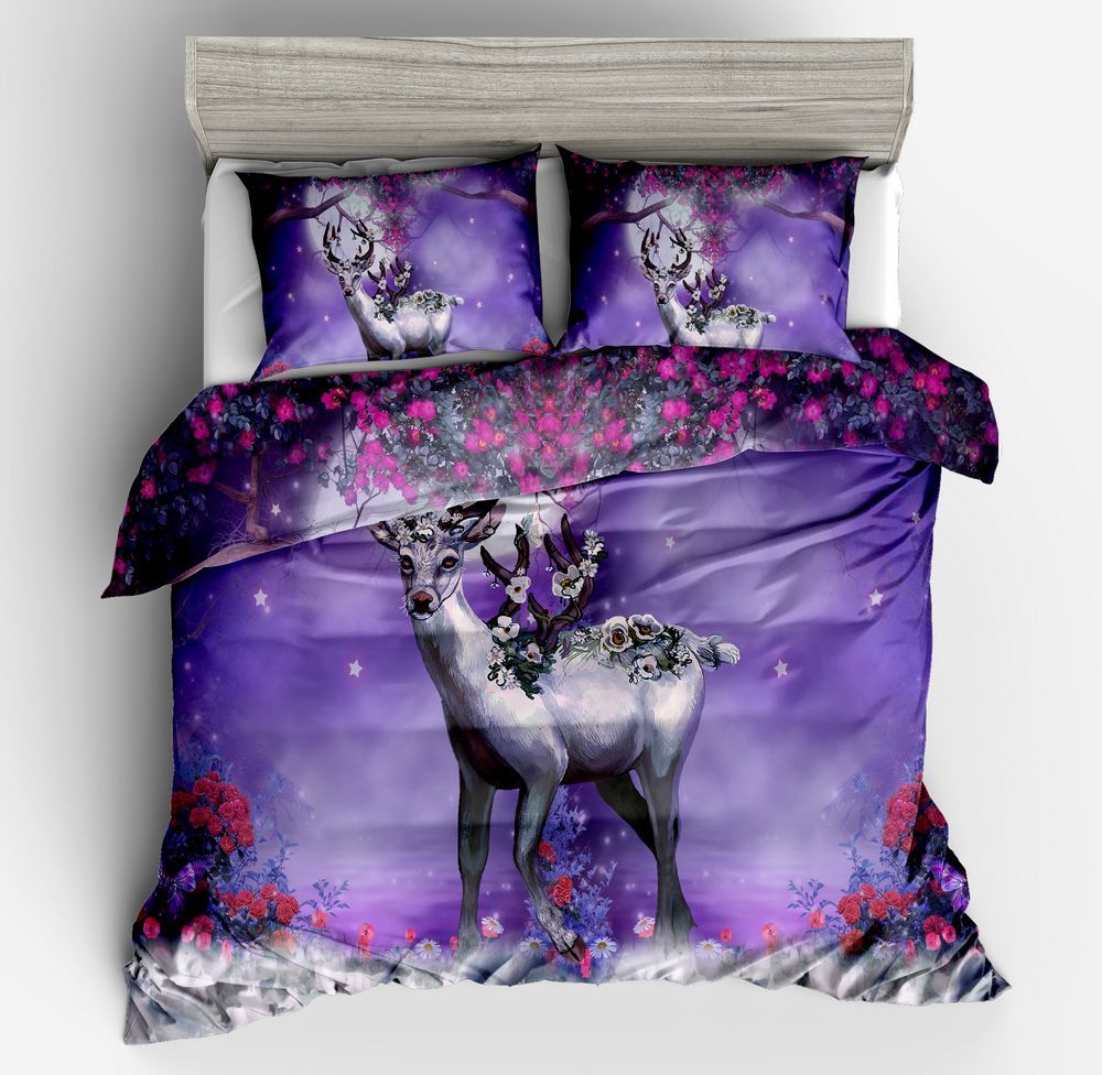 Fashion 3d Print Dream Sika Deer Color Purple Black Yellow Fashion 3d Print Dream Sika Deer Color Purple Black Yellow Duvet Cover Twin Full Queen King Size Good Quality Bedding Cotton Comforter Sets
