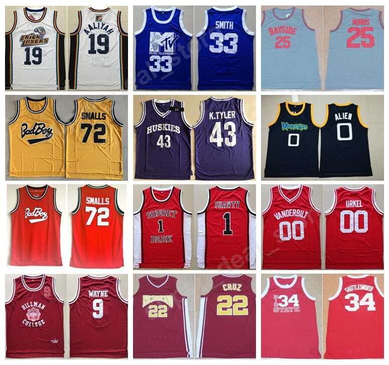 2019 72 Biggie Smalls Movie Basketball Jerseys 25 Zack Morris 9 Dwayne