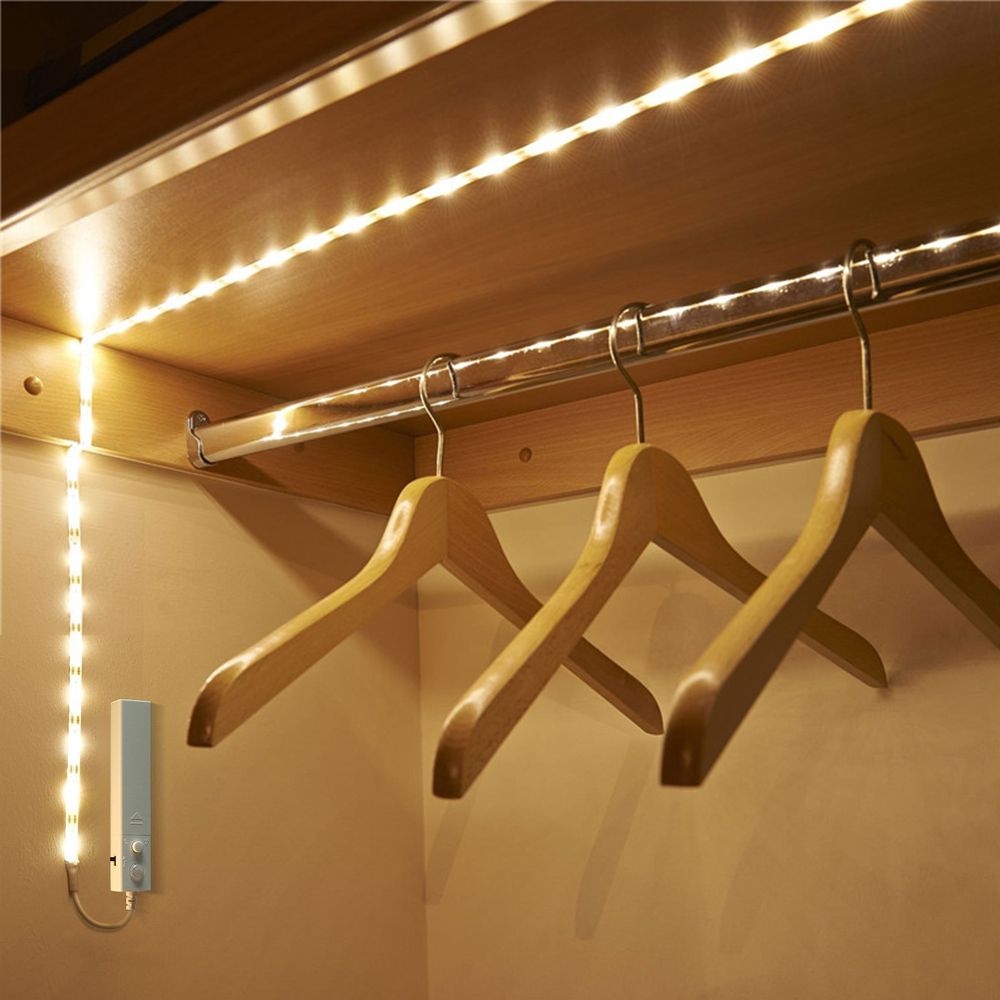 led strip 1 meters 60leds ir motion sensor led lights auto on offled strip 1 meters 60leds ir motion sensor led lights auto on off night light wardrobe light 4 aaa battery lamp