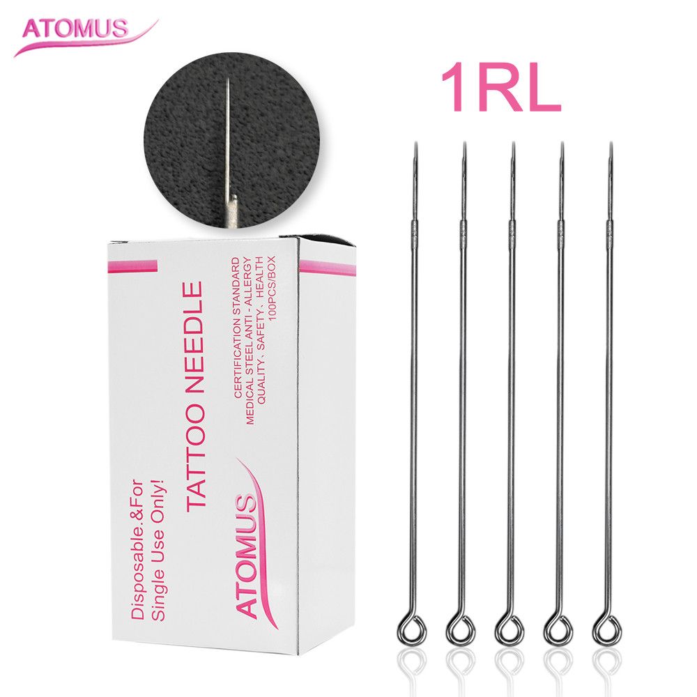 100pcs 1rl Aiguilles De Tatouage De Carte De Maquillage Permanent Pour Lèvre De Sourcil Eyeliner Machine De Tatouage Cosmétique Jetable Professionnel