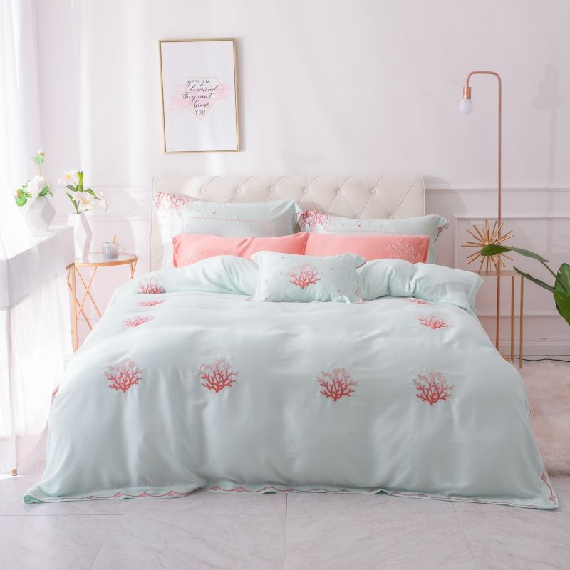 Fashion Style C Embroidery Bedding Sets Queen Size Tencel Duvet Fashion Style C Embroidery Bedding Sets Queen Size Tencel Duvet Cover Bedsheet Pillowcase Linen King Bedcover Set 4 Cotton Bedroom