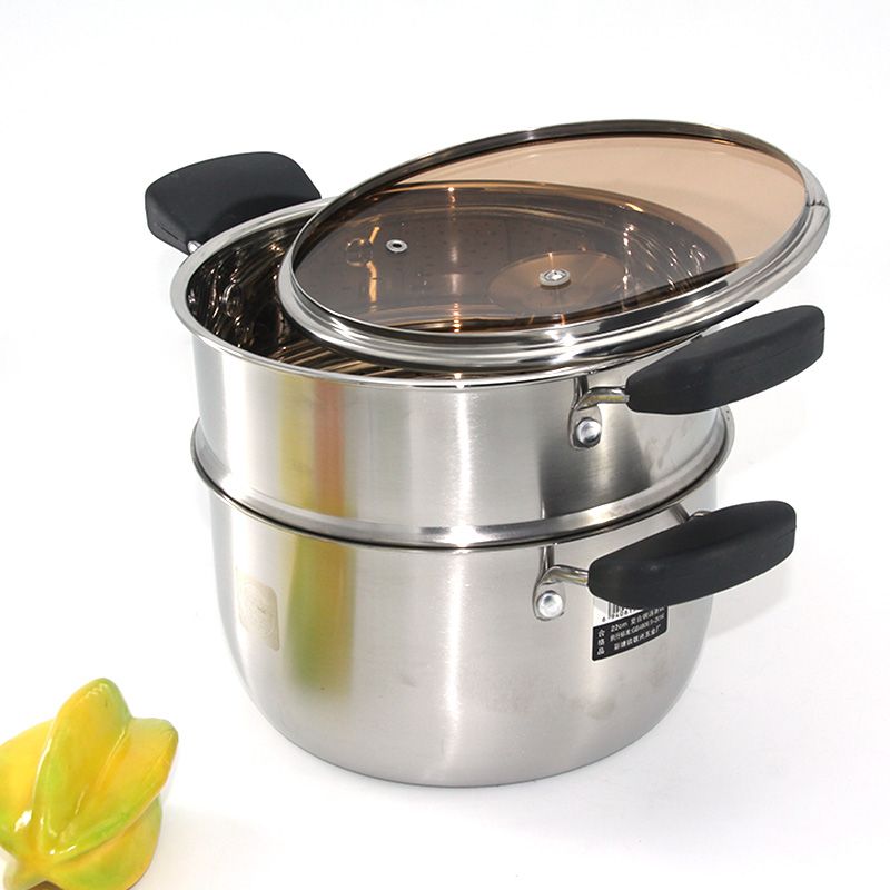 304 Stainless Steel Milk Pot Nonstick Pan Double Handle Stockpot Double Steamer Cooking Pot