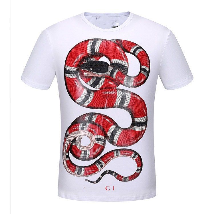 Designer Tshirts Snake Printed Men Women Luxury Brand Tops Tee Casual O ...