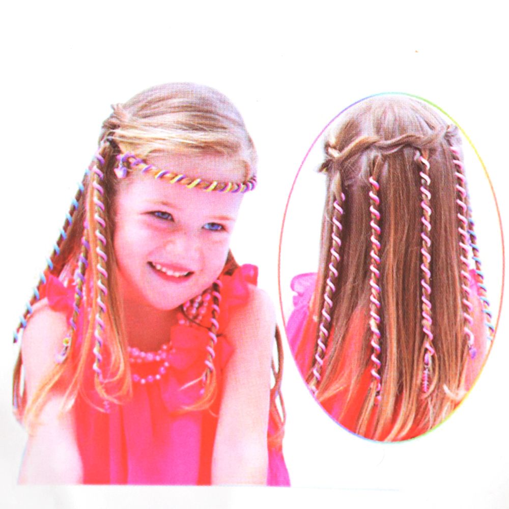 rainbow color headband cute girls hair band crystal long elastic hair bands  headwear accessories random color 6