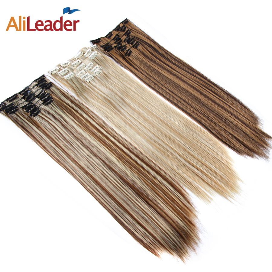 Alileader Six Piece 56cm 22 Inch Long Light Blonde Brown Hair 16
