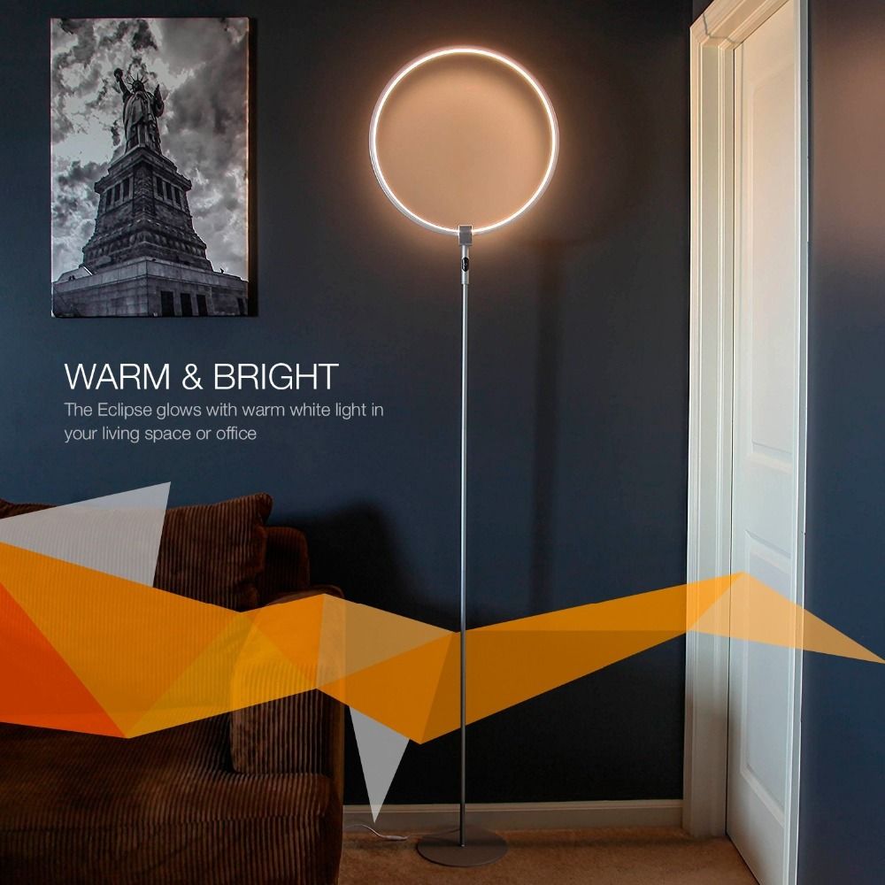 Novelty Eclipse Led Floor Lamp Single Ring Of Light Bring Ambiance To Contemporary Spaces Dimmable For Living Room Study Bedroom