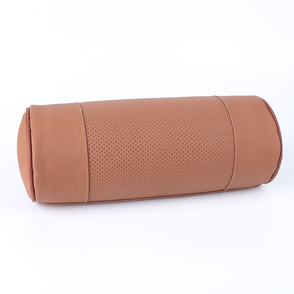 Memory Foam Car Neck Pillow Genuine Leather Auto Cervical Round Roll Memory Foam Car Neck Pillow Genuine Leather Auto Cervical Round Roll Office Chair Bolster Headrest Supports Cushion Pad Black Support
