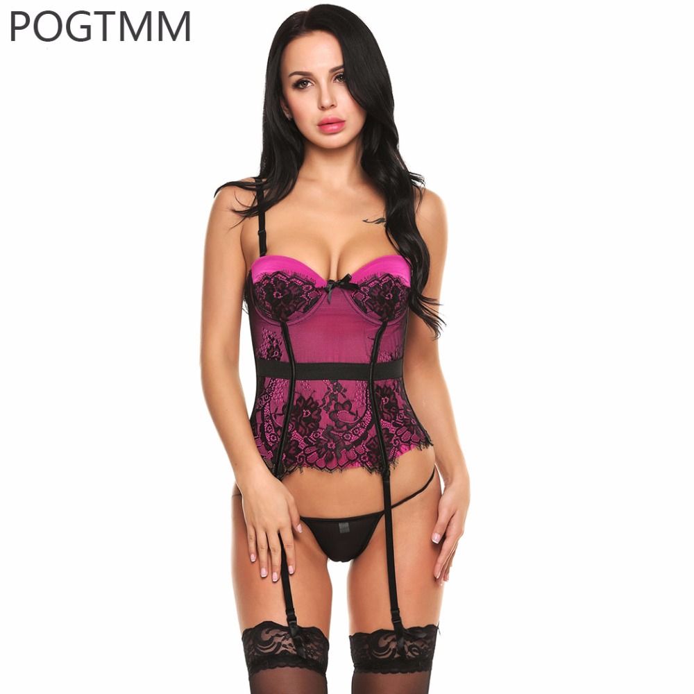 2020 Lingerie Sexy Garter Set Erotic Hot Women Floral Lace Padded
