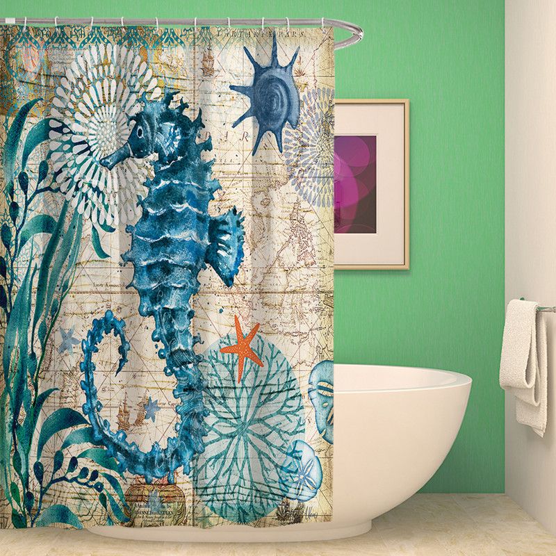Marine Polyester Waterproof Shower Curtain Turtle Home Decor Bathroom Curtain