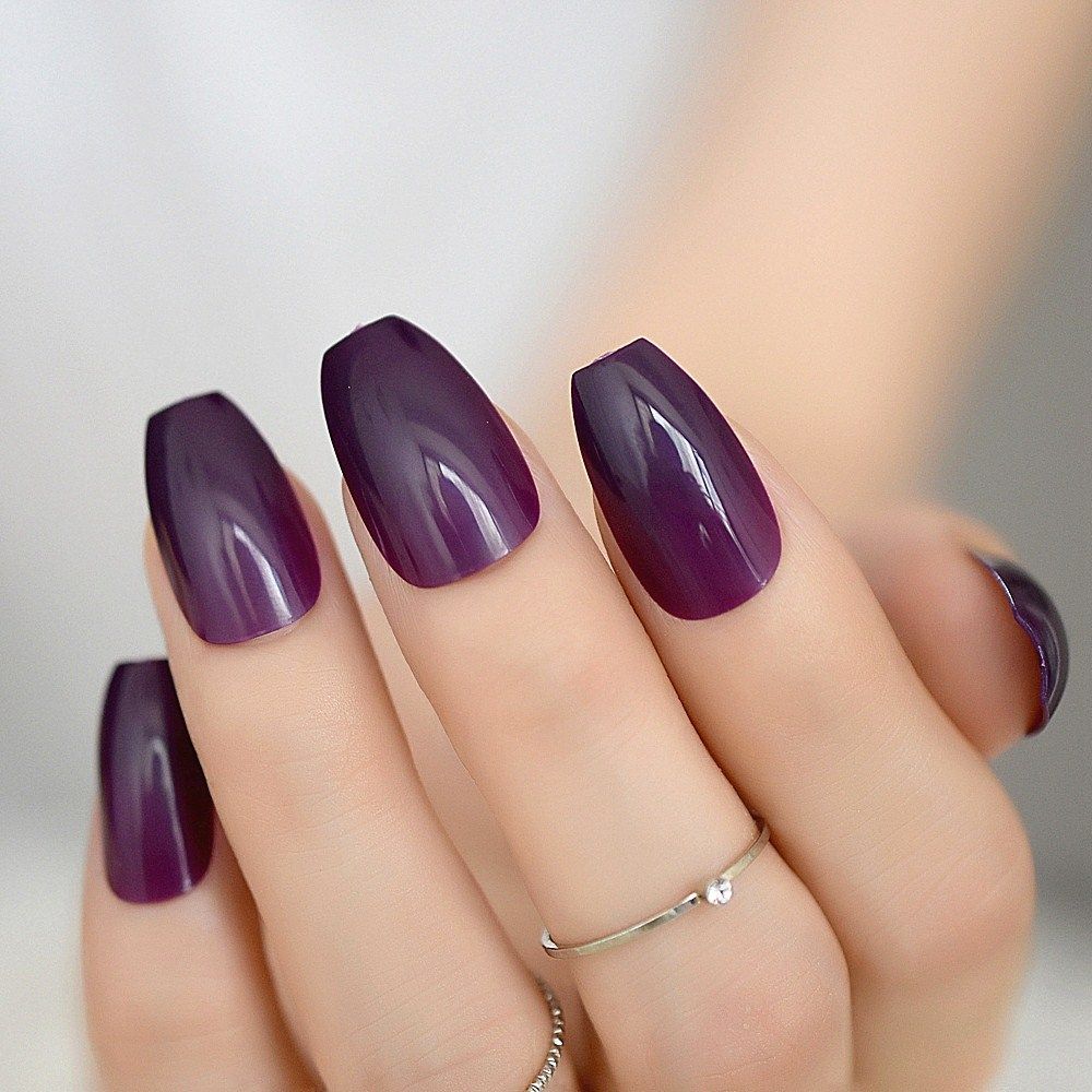 Grape Purple Coffin Nails False Nail Full Cover Ballerina ...