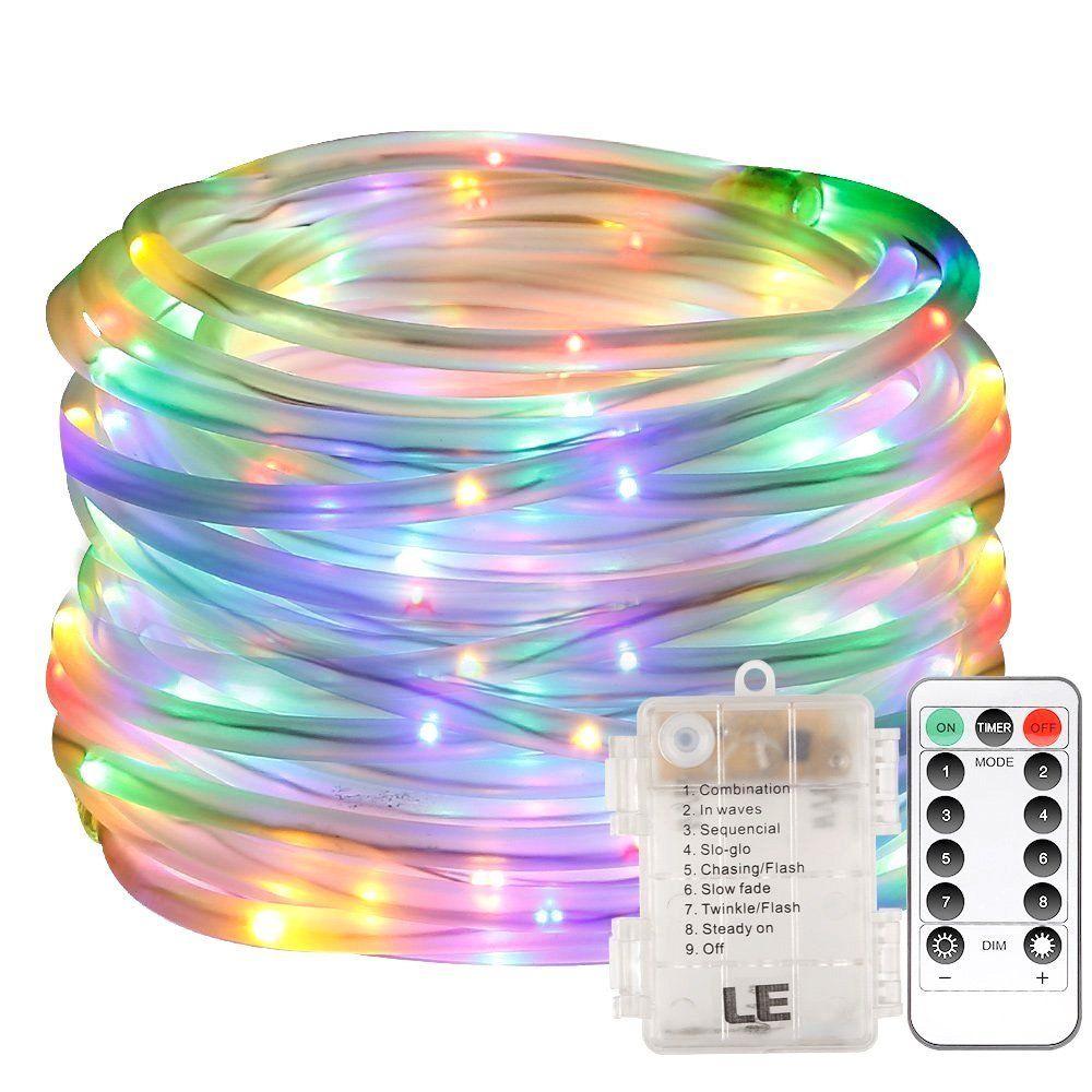 Fairy Led Rope Lights Battery Operated String 33ft 8 Mode Waterproof Firefly With Remote Timer For Outdoor Indoor Garden